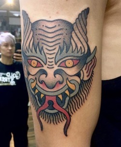 tlc-tattoo:  Demon head, tattooed by Hanna