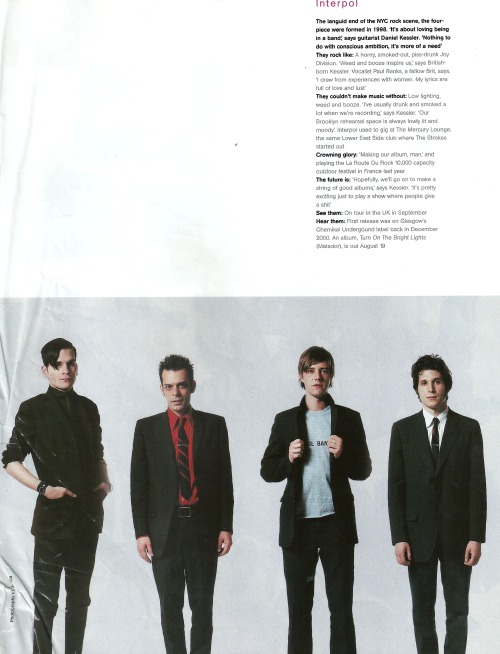 corporatemagsstillsuck:Interpol- The Face Magazine- 2002 