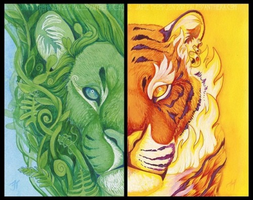 Plant Lion and Fire Tiger are complete! The original matted paintings will be available for sale on 