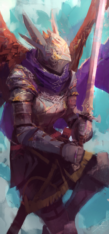 jasonarts: Here’s a painting of an Angel Knight! I wanted to keep the subject and pose a bit s