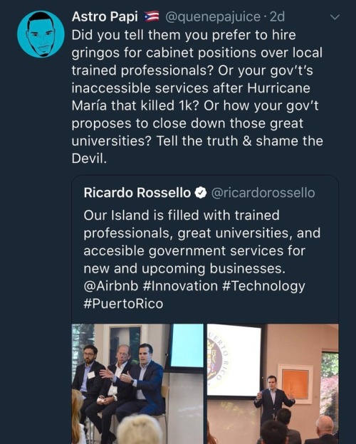 Rosselló, the hypocrite. #BoricuaDiaspora #LaRespuestaMedia #BoricuaPower #DiasporaBoricua #LaRespue