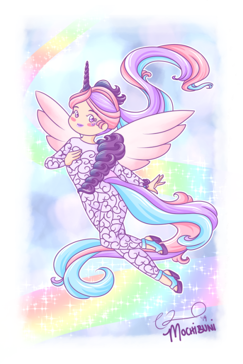 mochibuni: Unicorn Goddess for the Love Nikki x Barbie fanart contest. Print at patreon:  