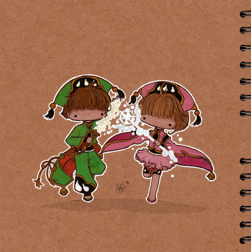 Tiny Sakura and Shaoran from Clear Card, to celebrate “CLAMP day”.. AKA Sakura&rsqu