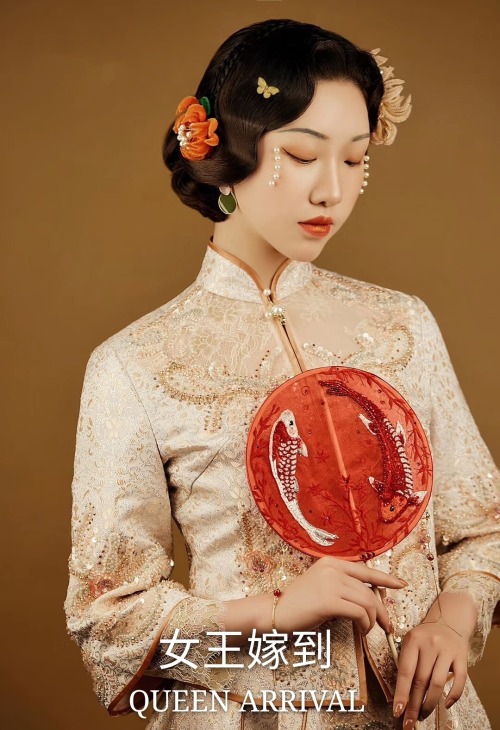 petite-cosette:Pearl makeup ( 珍珠妆 / Zhenzhu Zhuang) for modern wedding by 淄博女王嫁到婚纱礼服馆