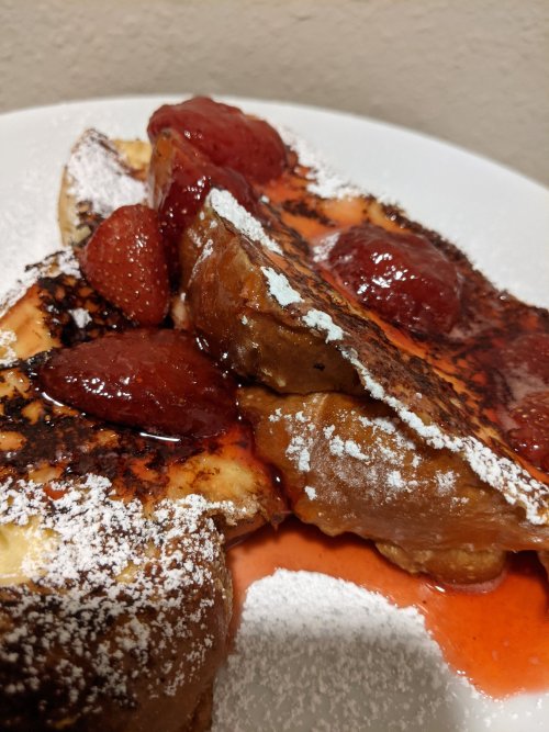 happy valentine’s day! we got strawberry rose french toast and rose cardamom baklava. 