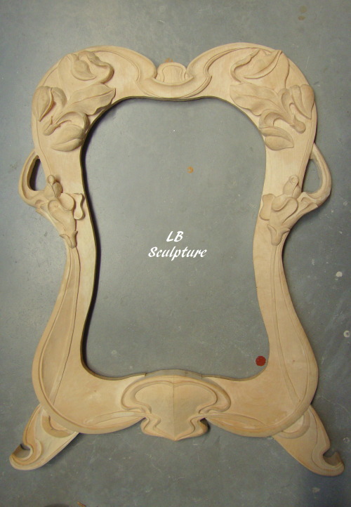 lbcrea: Cadre de miroir en sycomore de style Art Nouveau  Mirror frame in sycamore, Art Nouveau sty