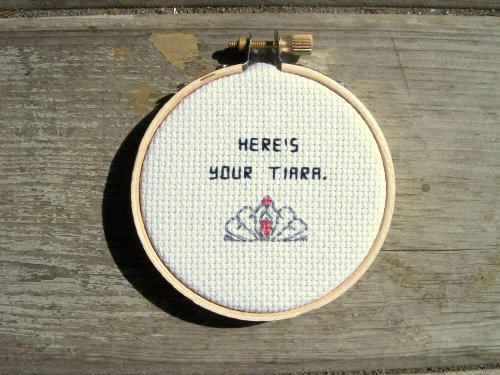 Shiny. Finished: https://www.etsy.com/listing/205354656/heres-your-tiara-sarcastic-cross-stitch Mini