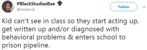 sociallyacceptablemadness: anarcho-socialist-latina:  ventela1:  neurodiversitysci:  gingerautie:  swagintherain:   It’s that simple.   This is why universal programs are important. Every single kid in my school got an eye test through the school at