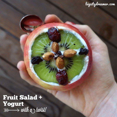 beautifulpicturesofhealthyfood:  Fruit Salad Apple Bowl - Great way to serve breakfast or a snack with a twist…RECIPE 
