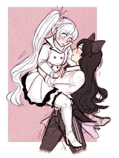  au where everything is the same except weiss has a reoccurring habit of falling off of high places and blake is always conveniently there to catch her  