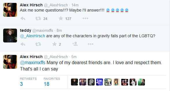 laur-rants:  Alex Hirsch being a perfect cinnamon roll on Twitter to his fans.