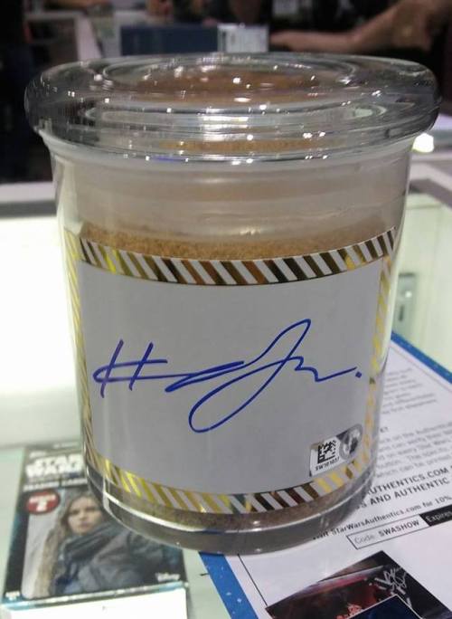 A guy I knew from freshman year of college took a jar of sand to SWCO and got Hayden Christensen to 