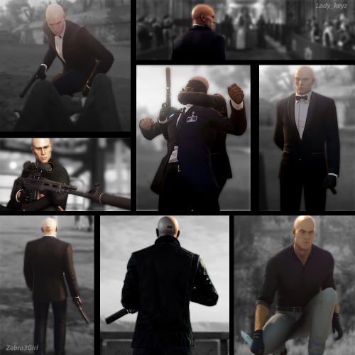 Agent 47 in black Hitman: World of Assassination Trilogy