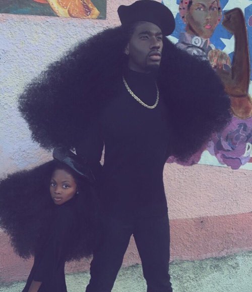 thecolorofexcellence:   Benny Harlem, a California-based artist who has been documenting his and his daughter’s incredible natural hair. Black Panther Style…✊