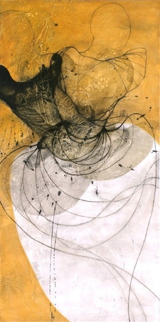 Nathalie Deshairs, Abstrait XXII, technique mixte sur toile, 100x50