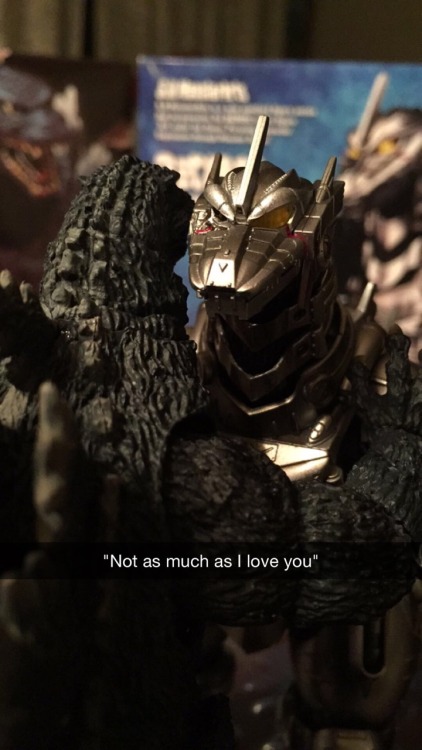 herukiva:So I just got an S.H. Monsterarts Mechagodzilla to go with the Godzilla I already had, and 