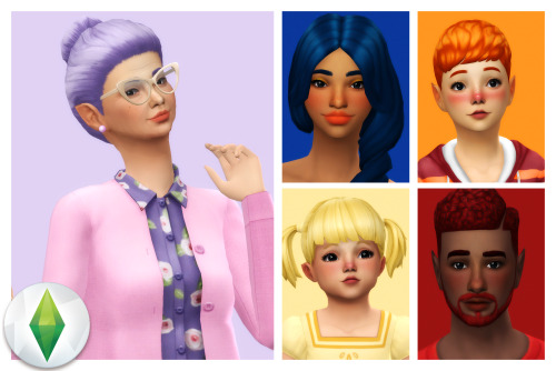 Base Game Hair Recolors - Sorbets and Elderberries by @berrybeans, @berrybbbies, @dcwnandout, @