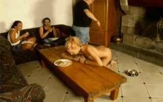 domesticated-petgirls:  Could it be more humiliating than this, it thought, looking at scraps it had been given by its Master. It then looked at the couch where its ‘friends’ sat, watching it, munching on sandwichs it had made for them. Master had
