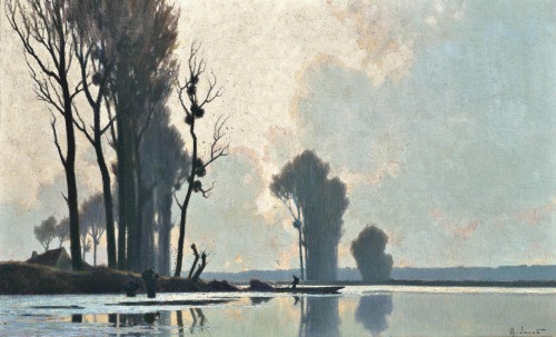 Alexandre Jacob (1876-1972) - Punting on the River. Oil on canvas.