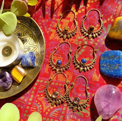 ✨New In Stock!✨ Beautiful Brass &amp; Stone Earrings from India ॐ www.ohmboho.com ॐ ..........#o
