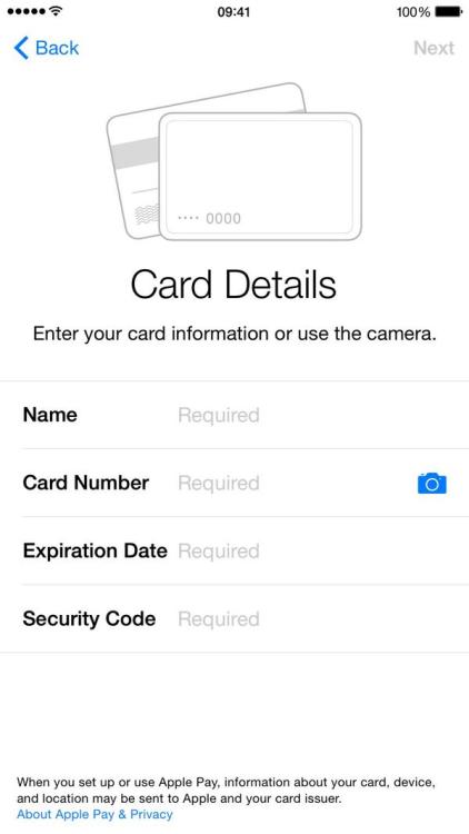 Here’s the setup screen for Apple Pay on iOS 8.1 beta 2Should be available and ready to use on