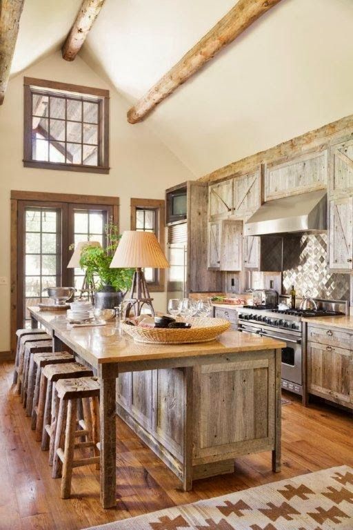 Country rustic kitchen islands