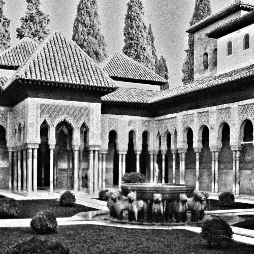 Patio de los leones, Alhambra, Granada, España, 1976.