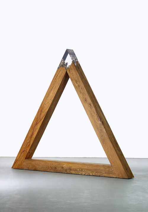 arthuntblog:    Vera Röhm [Germany] (b 1943) ~ “Triangle”, 1992. Elm wood, Plexiglas (242 x 280 x 21 cm).  
