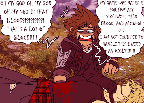 destiny-islanders:In which Sora gets freaked out by the chocobros for a change