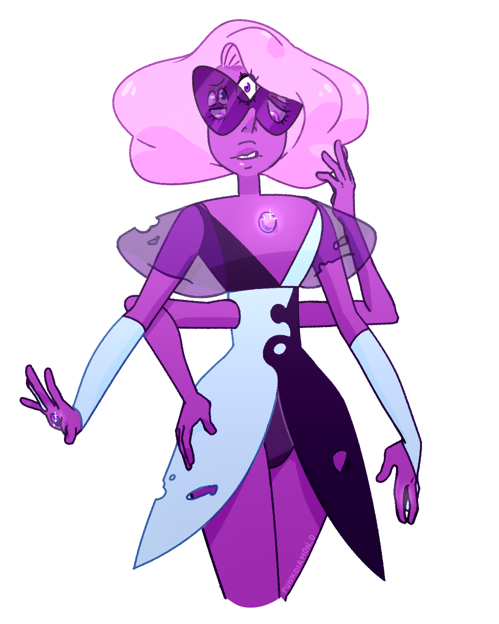 Blue pearl and garnet fusion