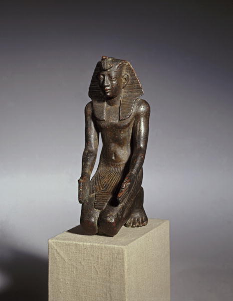 Statuette of King Necho II (bronze). Late Period, 26th Dynasty, ca. 610-595 BC. Now in the Brooklyn 