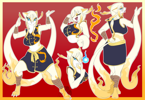 Felt like redesigning and oldie but a goldie; my blonde Mienshao with some distant Ninetales genes, 