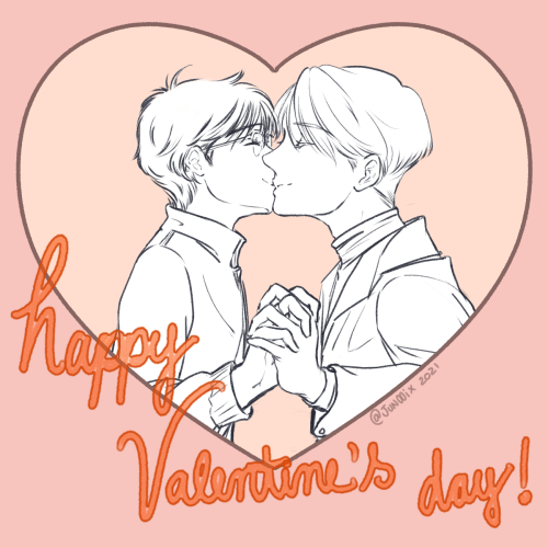 jun00ix:Happy Valentine’s Day for my favorite couples!Kurosawa x Adachi ♥️✨Victor x Yuuri ❄️❤️✨
