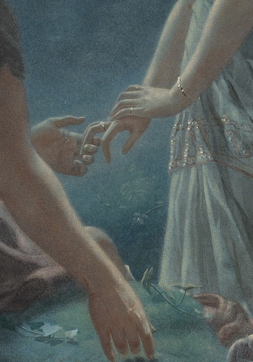 c0ssette:John Simmons (1823-1876), “Hermia and Lysander, a midsummer night’s dream” detail.