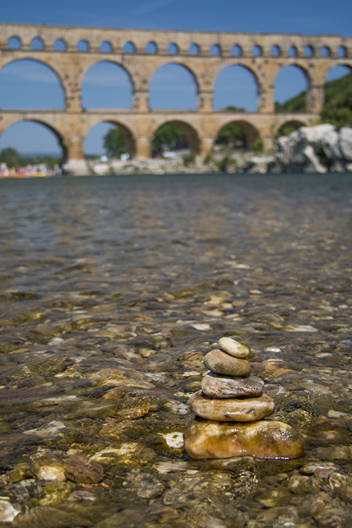 Pont du Gard in the south of France.  This ancient Roman aqueduct has become a playground for c