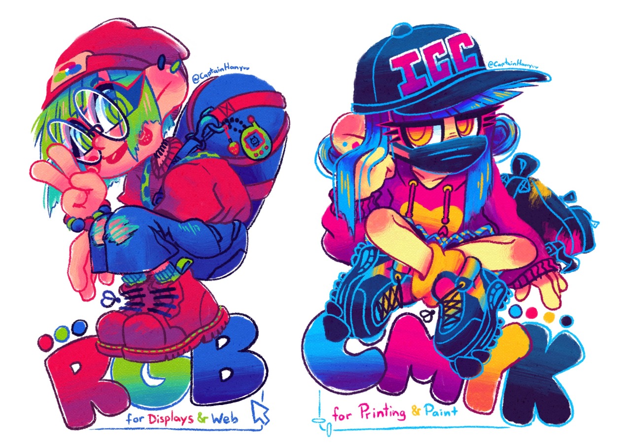 CMYK-chan & RGB-chan
my own original characters inspired by japanese street fashion and the two main colour models!
2018 - 2019 - 2020