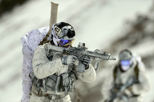 militaryarmament:United States Navy Promotional shots of Navy SEALs during arctic mountain warfare. 