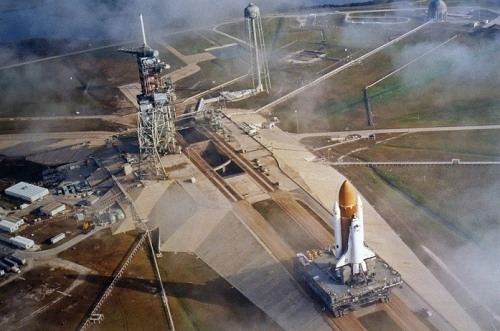 nasahistory: Space Shuttle Challenger moves to Pad 39A on November 30, 1982 in preparation for STS-6