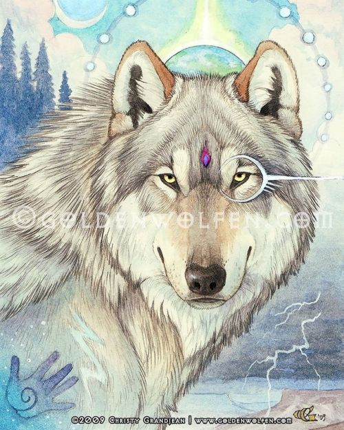 “Wolf Within” by Christy “Goldenwolf” GrandjeanWatercolor and pencil on sm