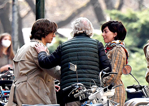 Adam Driver and Lady Gaga on the set of House of Gucci with Ridley Scott in Milan, Italy › Ma