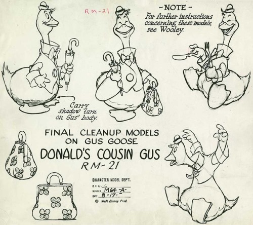 talesfromweirdland: ‪Model sheets (and poster) for the gluttonous farmhand Gus Goose, from Disney&rs