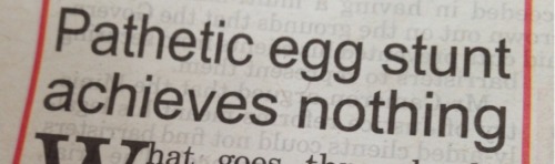 adamusprime:i want to believe the egg stunt was actually super rad and this person is bitter about i