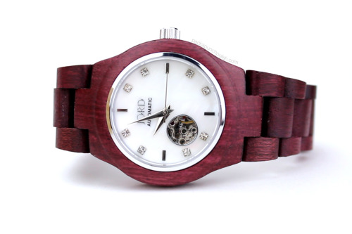 Floral and Pearl feat. Jord Wood Watches. This is a Cora Series women’s watch in Purple Heart & 