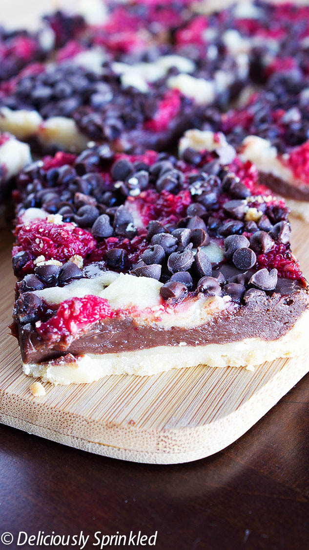 Recipe: Dark Chocolate Raspberry Pie Bars Source: Deliciously SprinkledPlease do