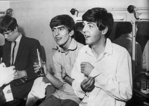 the-cosmic-empire: George and Paul backstage at the Floral Hall, Southport, on the 15th October, 196