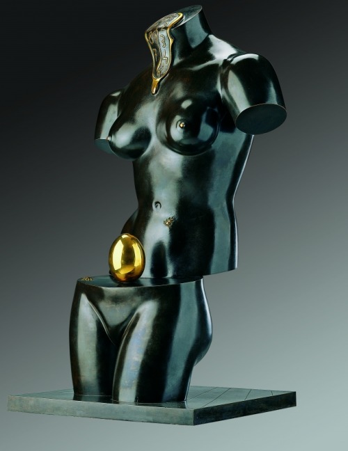 hismarmorealcalm:Salvador Dalí  ”Space Venus”  Bronze green and gold patina is divided into two par