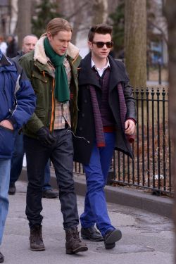 chriscolfernews-archive:  Chris Colfer and Chord Overstreet filming ‘Glee’ at Washington Square Park [UHQ] 
