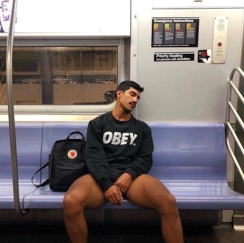 eggplantsncakes: Thighs and subway rides ✨  . . . #bigbulge #thighs #gay #beardgang #vsco #nyc #body