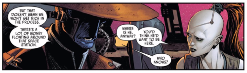 Cad Bane and Aurra Sing mingling in Darth Maul Issue #2she addresses him by his last name but he add