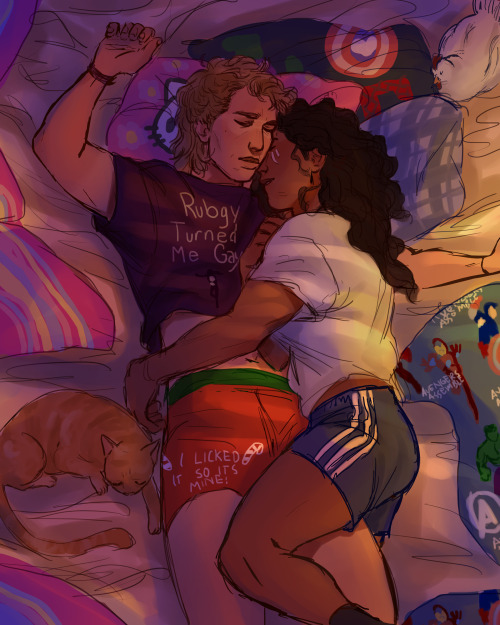 khdmc:Redneck!Carol Danvers and Cowboy!Valkryie asleep (with the unfiltered version cause I like the